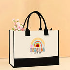 Canvas tote bag, large capacity printed tote bag women's, fashionable waterproof portable shopping bag - SJB-DIAMOND ELITES