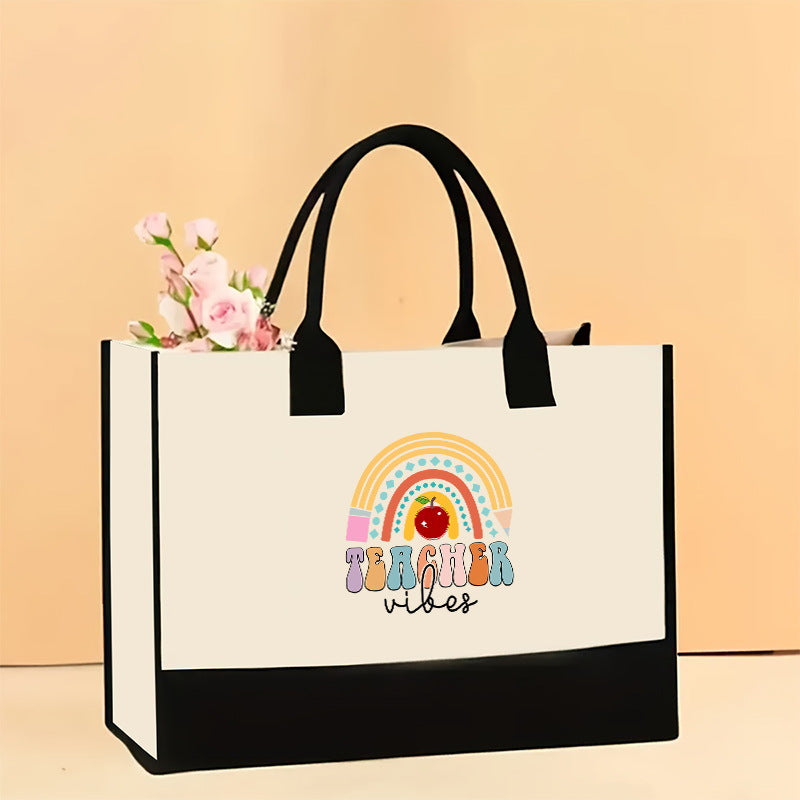 Canvas tote bag, large capacity printed tote bag women's, fashionable waterproof portable shopping bag - SJB-DIAMOND ELITES