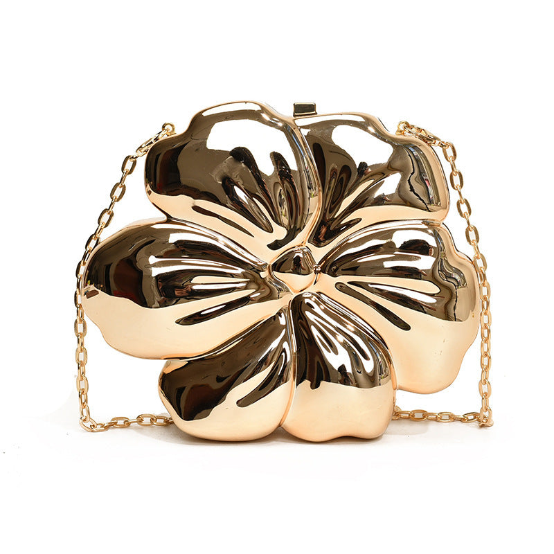 Elegant Flower Gold Acrylic Bag – Mini Dinner Bag & Prom Bag for Weddings, Parties, and Evenings – Stylish Clutch Purse with Glamorous Floral Design - SJB-DIAMOND ELITES
