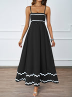 Spring and summer solid color lace splicing elegant suspender tube top super pendulum dress women