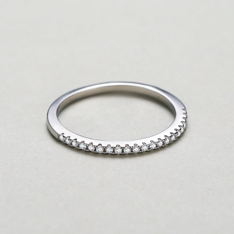S925 Sterling Silver Light Luxury Row Diamond Ring