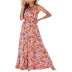 Summer Dress Casual Women's Bohemian Sleeveless Print Long Layered Long Dress Beach Dress