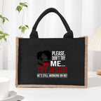 Cotton and linen canvas tote bag, printed letter tote bag, portable light handbag, gift shopping bag - SJB-DIAMOND ELITES