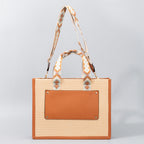 Straw tote bag, seaside vacation tote bag, large capacity beach bag, handbag contrasting color crossbody shoulder bag women with guitar belt - SJB-DIAMOND ELITES