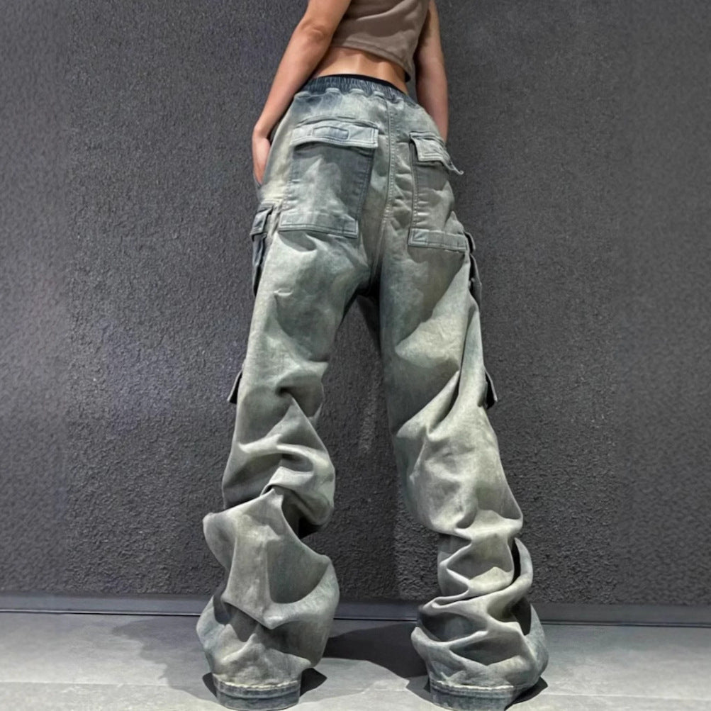High Street RO Style Multi-pocket Workwear Mop Jeans Lootquake LLC