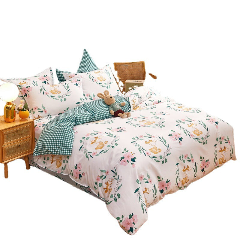 Cotton Duvet Cover One-piece Wholesale Pure Single Double Student Dormitory Bed Sheet Four-piece Set Pi-Mart