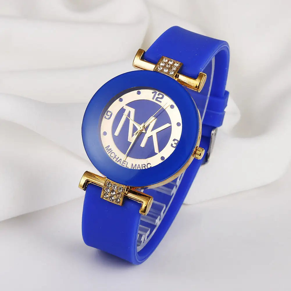 Fashion Women's Diamond Silicone Strap Quartz Watch - SJB-DIAMOND ELITES