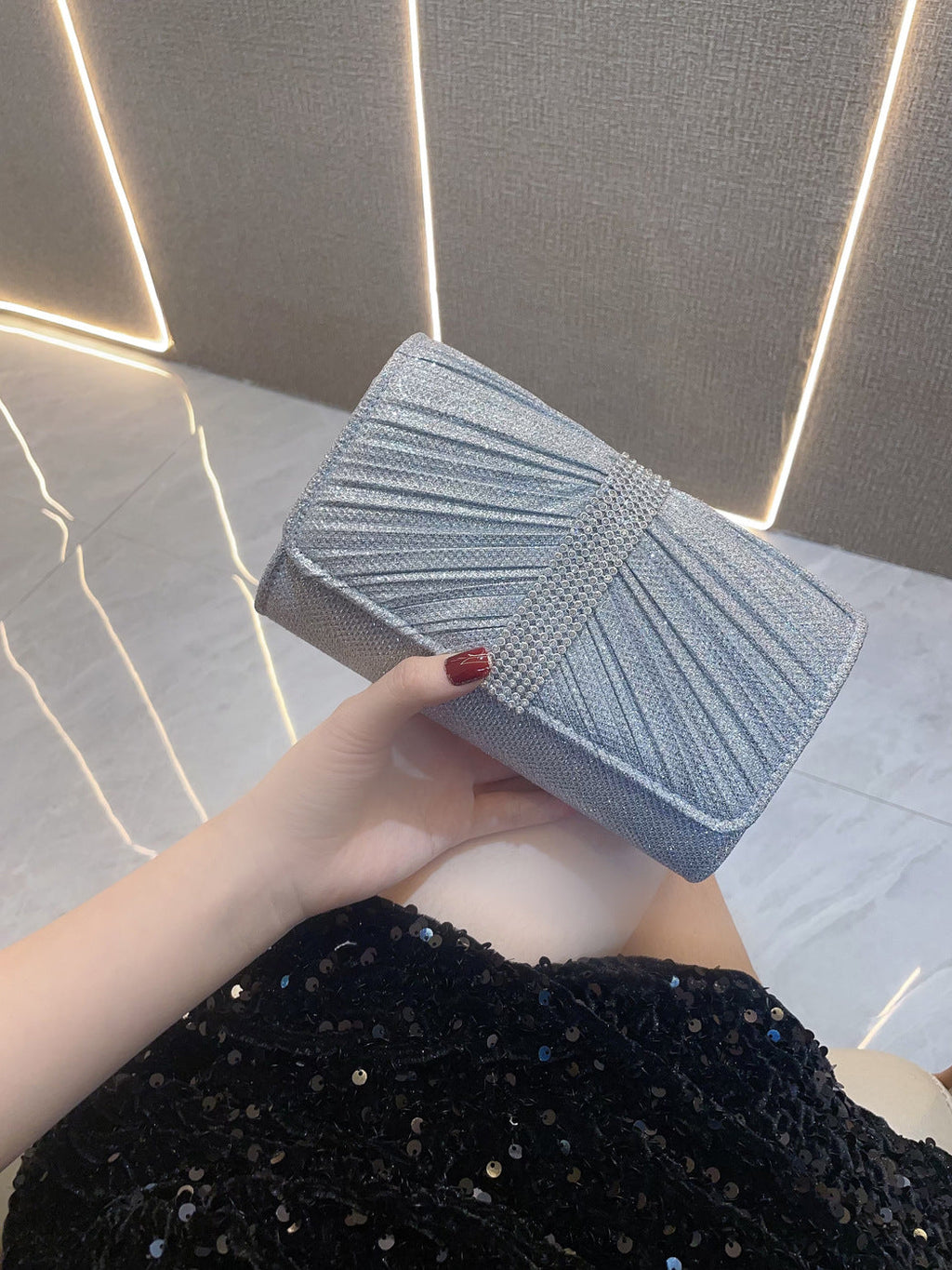 Girl texture diamond bag evening dress banquet hand bag cheongsam bag - SJB-DIAMOND ELITES