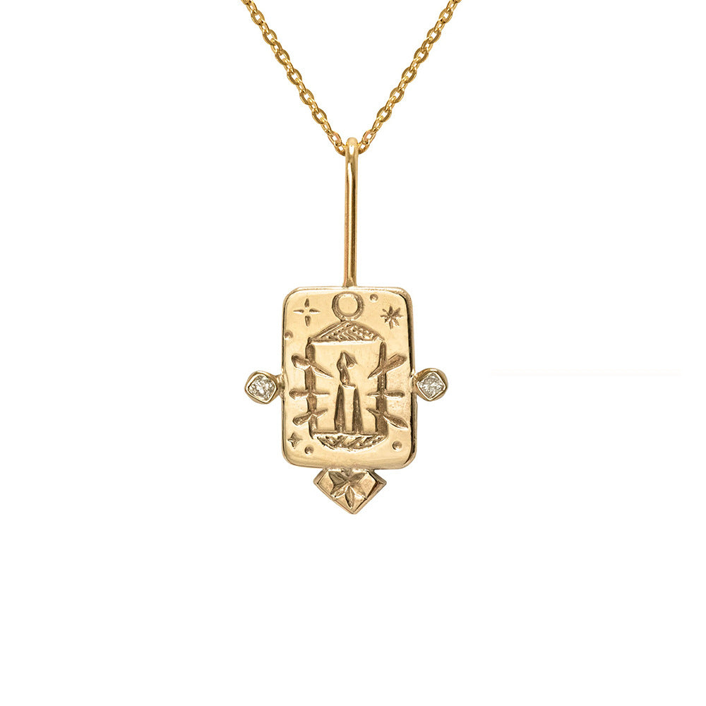 Tarot Titanium Steel Necklace Inlaid Zircon Stainless Steel Pi-Mart