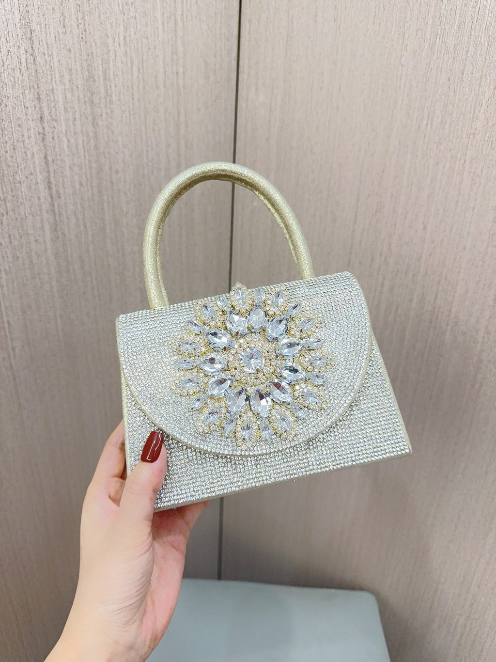Womens Sparkly Rhinestone Glitter Clutch Purse Evening Handbag Shoulder Bag for Wedding Party Prom - SJB-DIAMOND ELITES