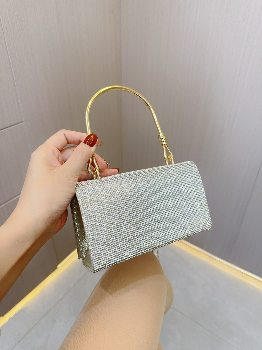 Rhinestone Evening Bag Wedding Birthday Banquet Party Purse Silver Shiny Banquet Clutch Bag Party Prom - SJB-DIAMOND ELITES
