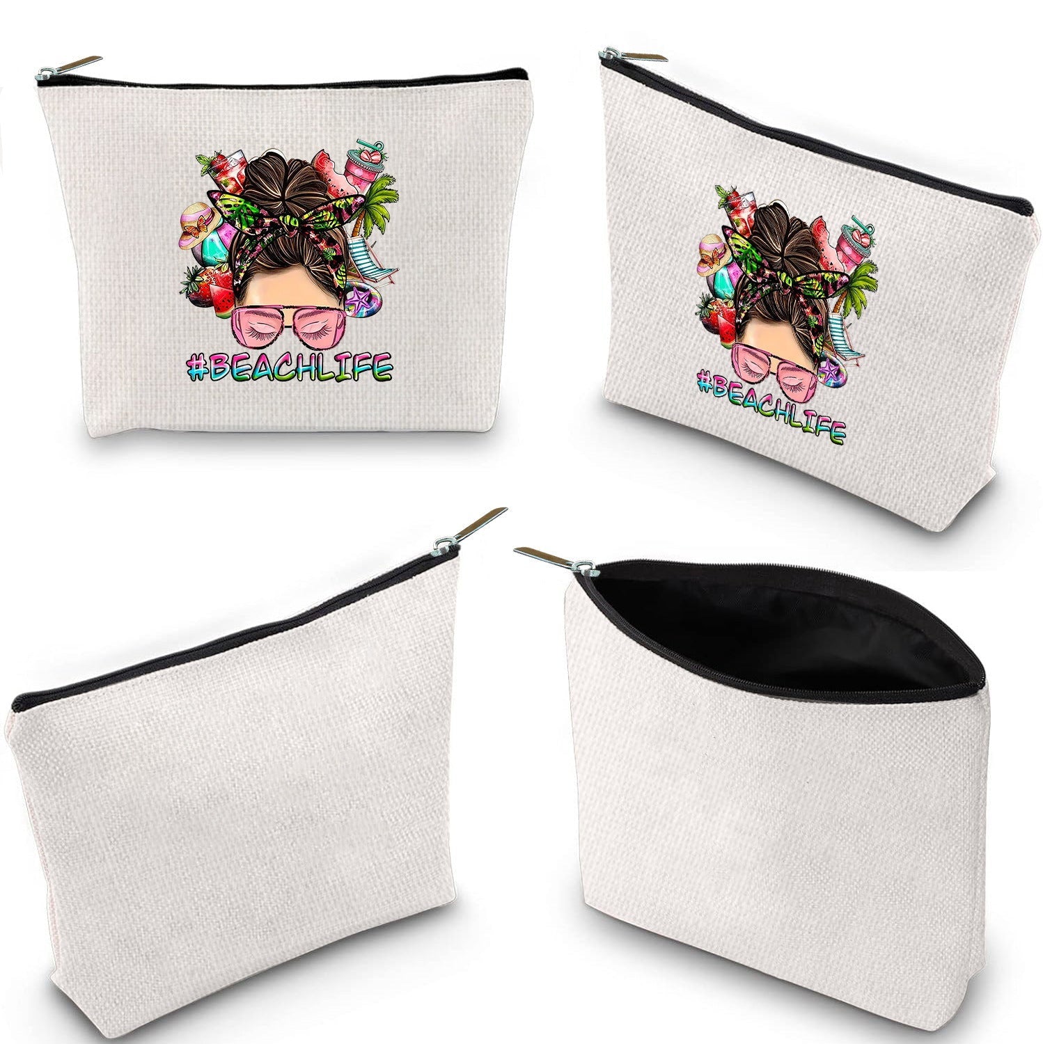 Linen printed cosmetic bag, cosmetic lipstick storage bag, small simple zipper evening clutch bag, - SJB-DIAMOND ELITES