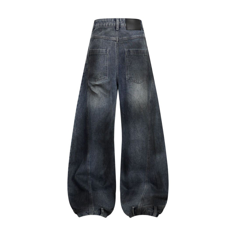 Retro Washed Ripped Deconstruction Stitching Design Straight Jeans Lootquake LLC