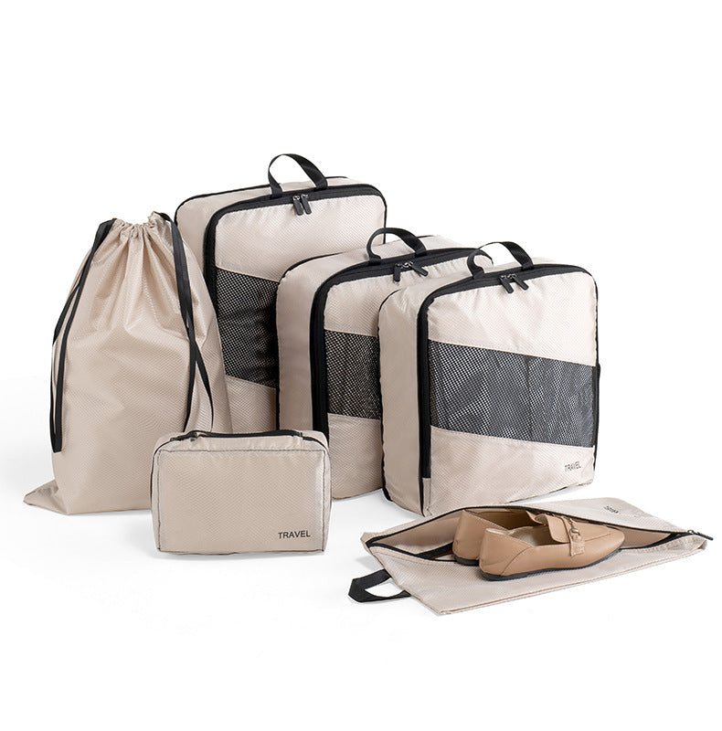 Thickened polyester cloth travel clothes storage bag, travel goods set bundle shoe cover finishing six-piece storage bag - SJB-DIAMOND ELITES