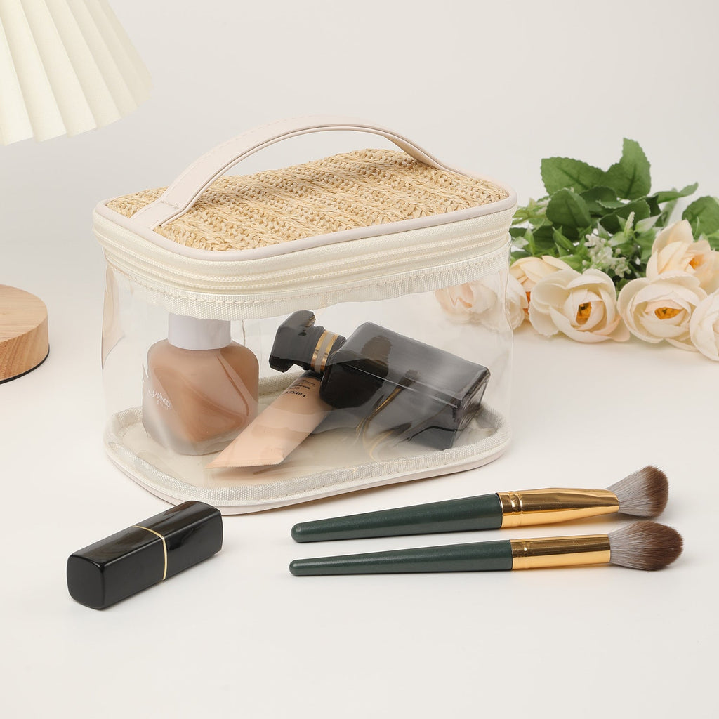 Large capacity PVC straw makeup bag for women,Portable travel toiletry bags, cosmetics portable storage bags, lightweight makeup bags, - SJB-DIAMOND ELITES