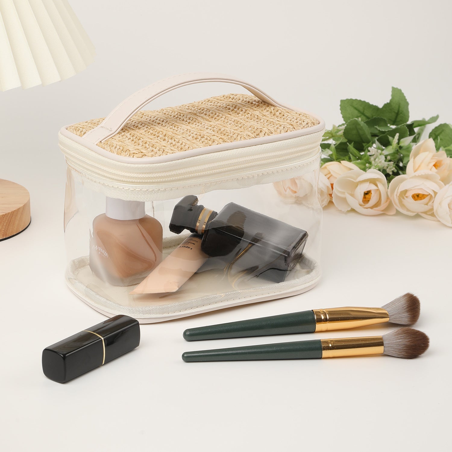 Large capacity PVC straw makeup bag for women,Portable travel toiletry bags, cosmetics portable storage bags, lightweight makeup bags, - SJB-DIAMOND ELITES