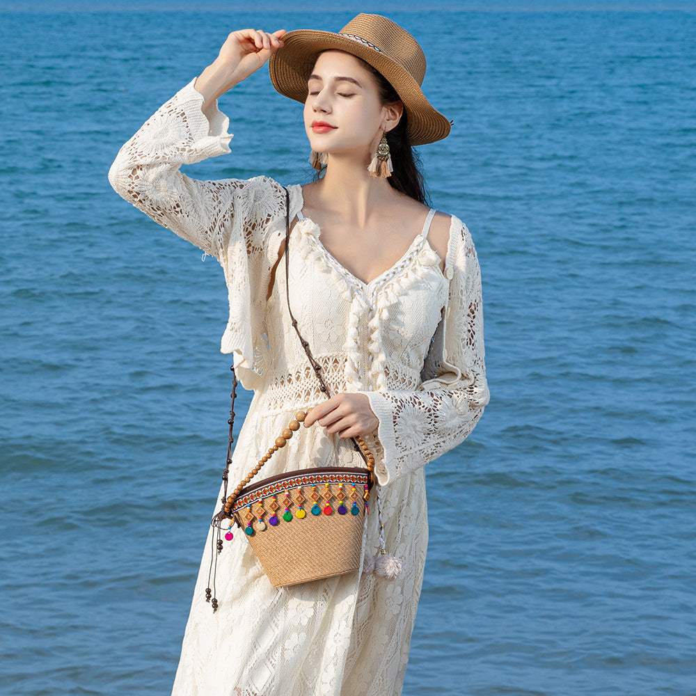 Holiday small straw bag, shoulder bag women's beach bag, small woven bag large capacity handbag hobo - SJB-DIAMOND ELITES