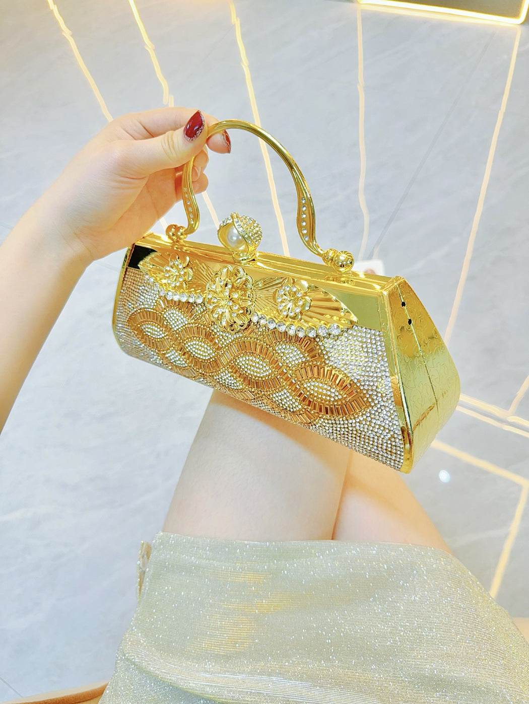 Handmade rhinestone Dinner bag Cocktail Dress Bag Hand-held skew party bag - SJB-DIAMOND ELITES