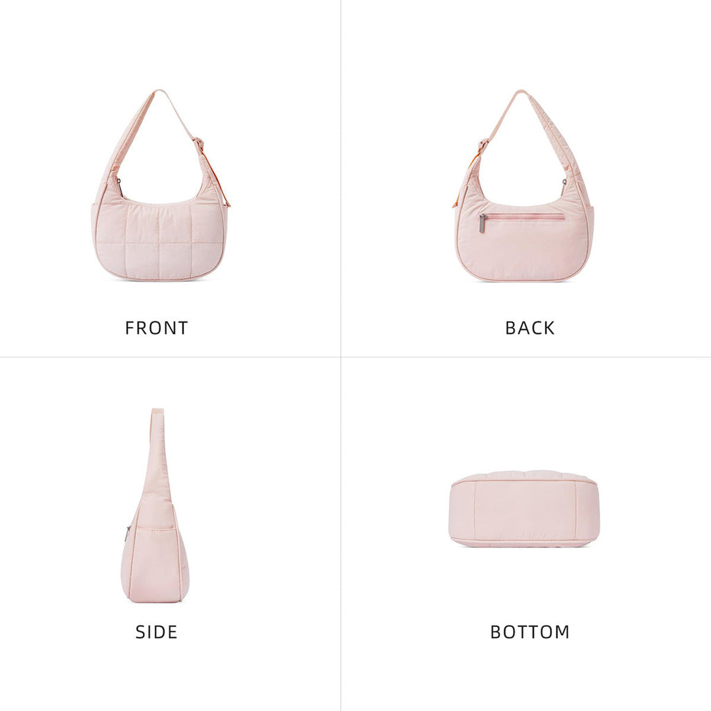 Nylon bag large capacity women's armpit bag, down bag versatile shoulder bag, solid color silk cotton handbag, puffer bag hobo - SJB-DIAMOND ELITES