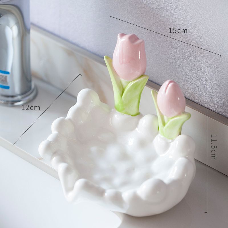 Home Creative Cute Flowers Ceramic Soap Box