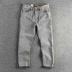 Retro Washed Distressed Cement Gray Jeans For Men Lootquake LLC