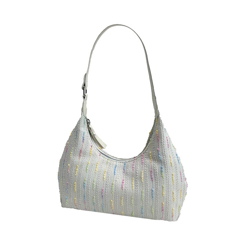Chic Knitted Underarm Bag - Stylish Women's Summer Canvas Shoulder Bag & Small Girls Handbag Hobo