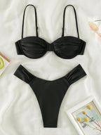 Bikini sexy solid color swimsuit women split swimsuit women bikini