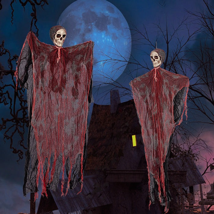 Halloween Haunted House Porch Yard Dress Up Scary Spider Web Cotton Suit Scary Hanging Ghost Decoration Blood Veil Little Hanging Ghost - SJB-DIAMOND ELITES