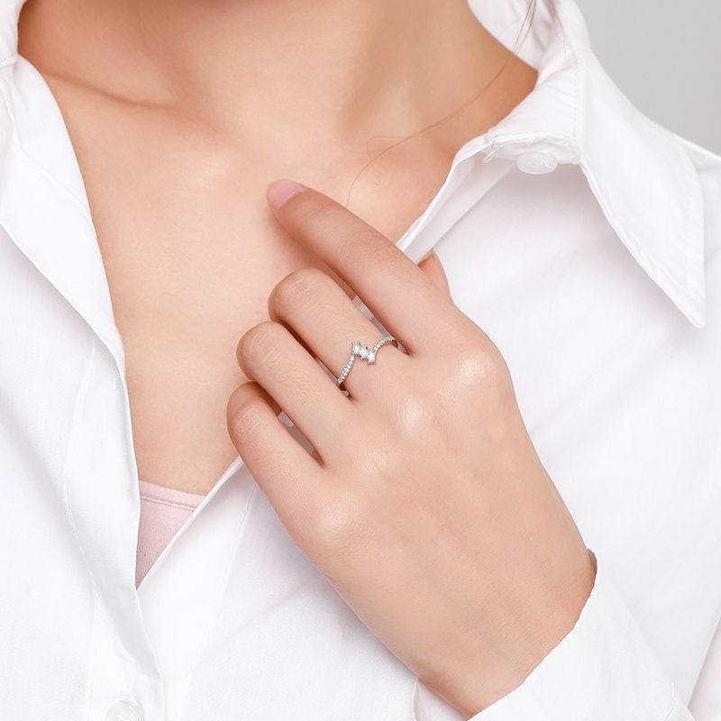 S925 Sterling Silver Special-interest Design Diamond Cube Sugar Ring For Women