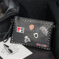 Black rivet clutch bag shoulder messenger bag envelope bag evening - SJB-DIAMOND ELITES