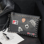 Black rivet clutch bag shoulder messenger bag envelope bag evening - SJB-DIAMOND ELITES
