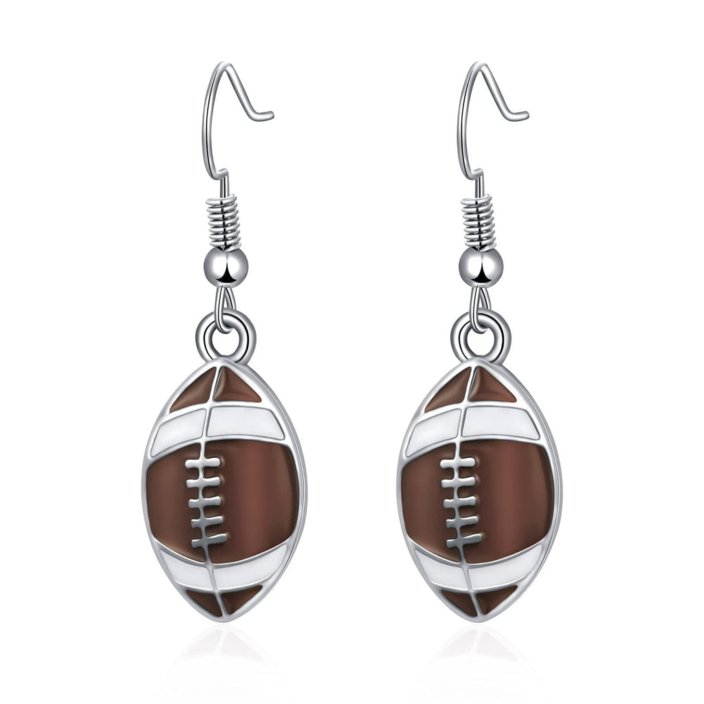 Rhinestone Football & Rugby Earrings for Women - Sparkling Sports Fan Dangle Drop Stud Earrings