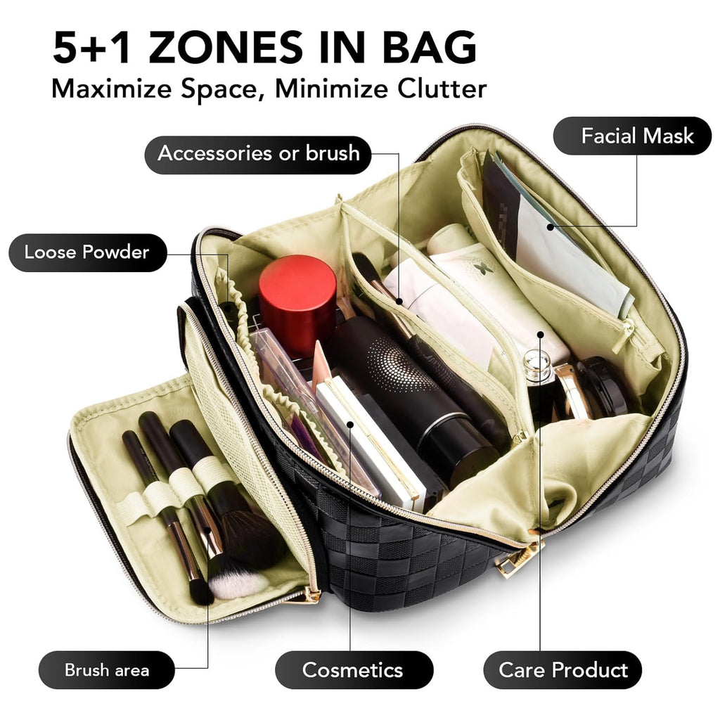 Chessboard double pillow cosmetic bag, multifunctional waterproof toilet bag, makeup bag with compartments, - SJB-DIAMOND ELITES