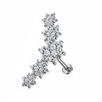 316 Stainless Steel Five Flowers Zircon Labret