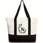 Canvas shoulder bag, large capacity letter print tote bag, women's fashion lightweight portable gift bag - SJB-DIAMOND ELITES