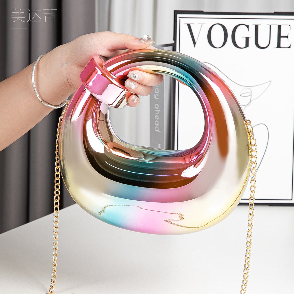 Acrylic gold box, goose egg shaped party purse, cloud shell evening clutch purse, messenger bag, clutch purse party, prom bag, party purse, prom bags clutch, Wedding purse - SJB-DIAMOND ELITES