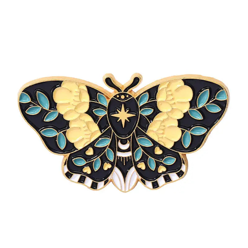 Cartoon Cute Moth Butterfly Insect Golden M Badge Biology Subject Student Bag Ornament Brooch Accessories