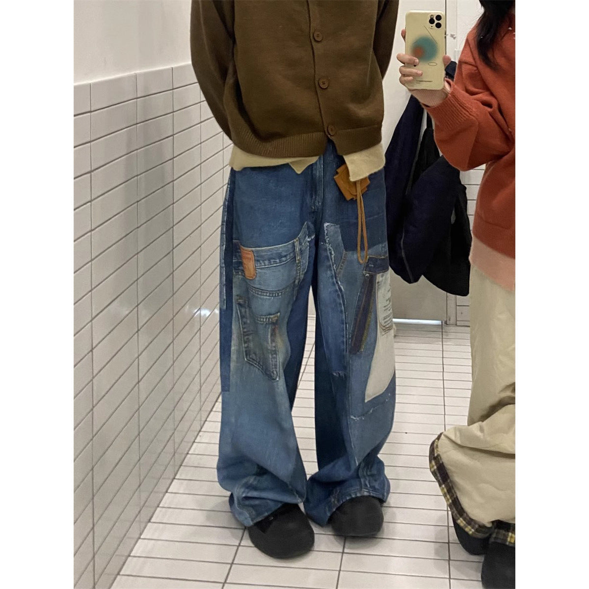 American Retro Independent Design Loose Straight Jeans Men Lootquake LLC