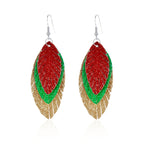 Bohemian Geometric Drop Earrings - Lightweight Feather, Leaf & Multi-Color Fringe Triple Tassel Dangles