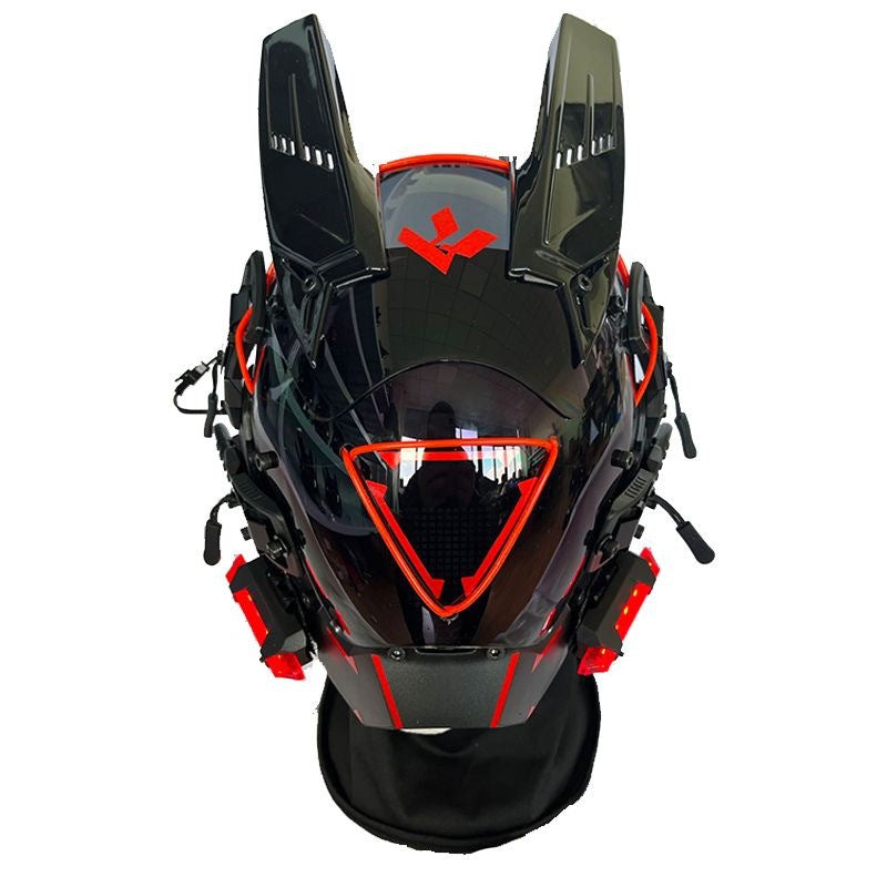 Punk mask round lights wing braids triangle lights music festival LED glow tech sense boy helmet Halloween - SJB-DIAMOND ELITES