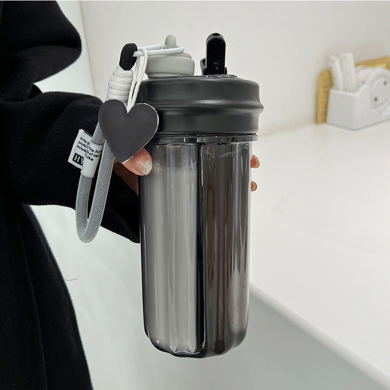 Double Drink Sub-bin Tumbler Creative Straw Cup Pi-Mart