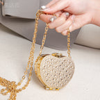 Elegant Mini Double Sided Rhinestone Purse – Heart Shaped Acrylic Mirror Bag, Trendy Mini Lipstick Purse for Prom, Party, and Wedding Events – Stylish evening Prom Bags Clutch - SJB-DIAMOND ELITES