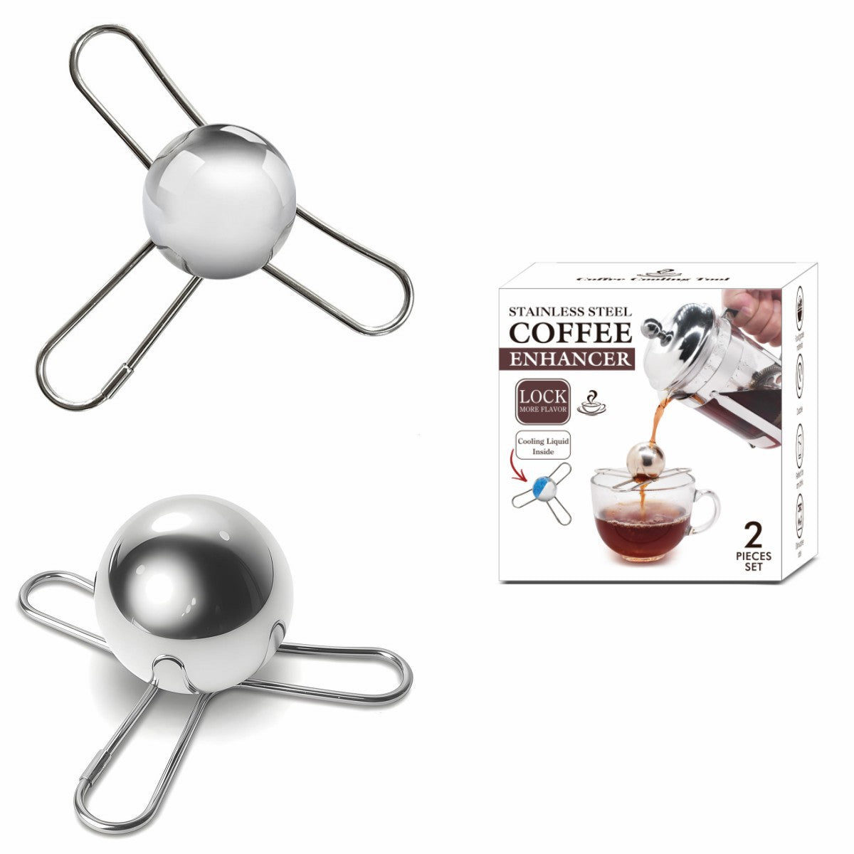 Stainless Steel Bracket Round Spherical Coffee Drink Cooling Tool Pi-Mart