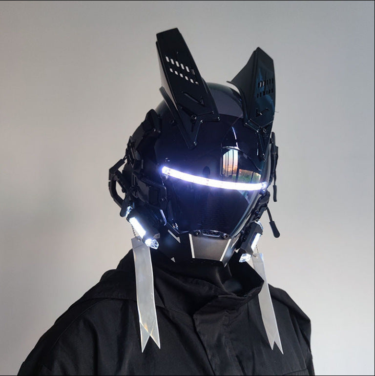 Punk mask round lights wing braids triangle lights music festival LED glow tech sense boy helmet Halloween - SJB-DIAMOND ELITES