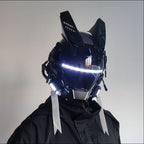 Punk mask round lights wing braids triangle lights music festival LED glow tech sense boy helmet Halloween - SJB-DIAMOND ELITES