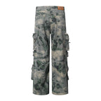 Dimensional Patch Pocket Wide Leg Tie-dye Camouflage Large Pocket Overalls Men Lootquake LLC