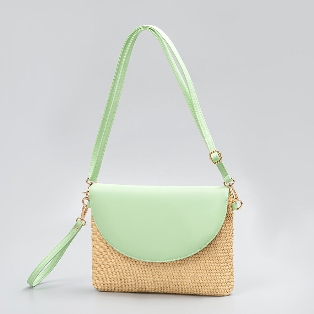 Holiday straw bag, small solid color shoulder bag, small crossbody beach bag, seaside beach bag evening clutch woven bag women - SJB-DIAMOND ELITES