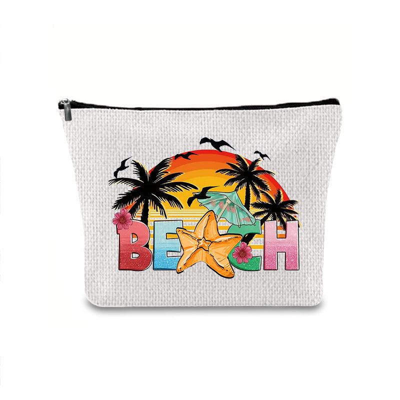 Linen printed cosmetic bag, cosmetic lipstick storage bag, small simple zipper evening clutch bag, - SJB-DIAMOND ELITES