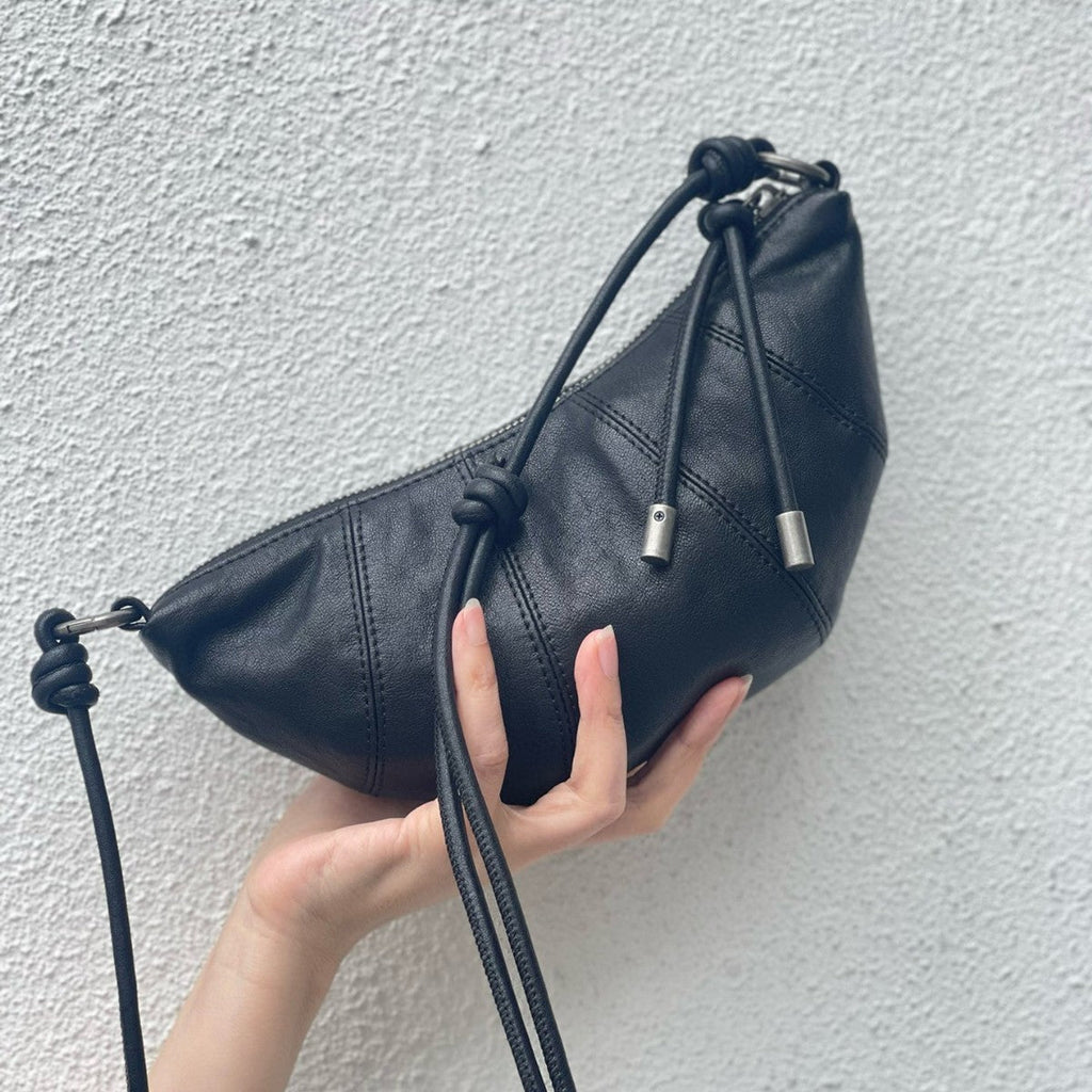 Genuine leather sheepskin croissant, moon bag, shoulder crossbody bag, dumpling bag, soft leather women's leisure bag, - SJB-DIAMOND ELITES