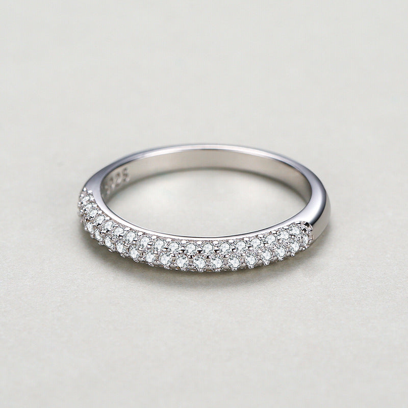 S925 Sterling Silver Diamond-encrusted Stackable Ring Pi-Mart